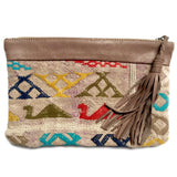 Leather and kilim clutch