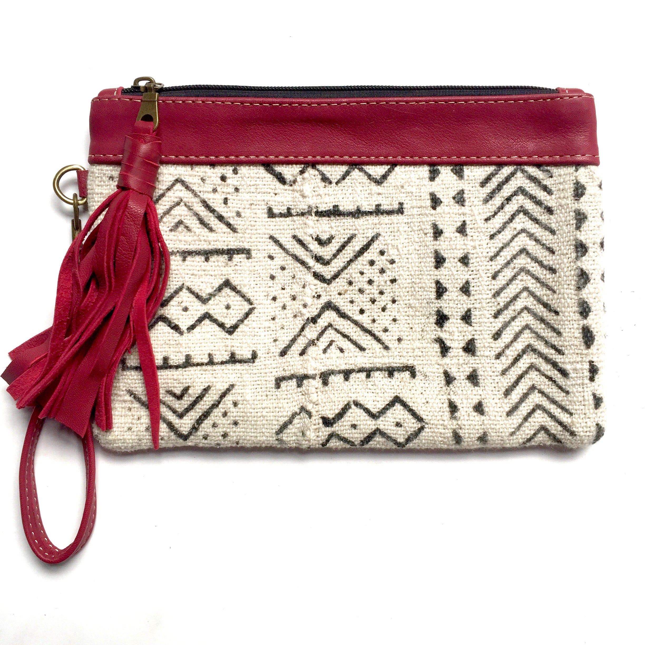 Leather and kilim clutch