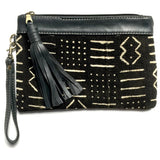 Leather and kilim clutch