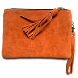 Leather and kilim clutch