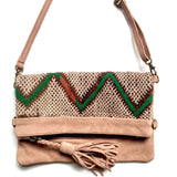 Leather and kilim fabric transformable purse