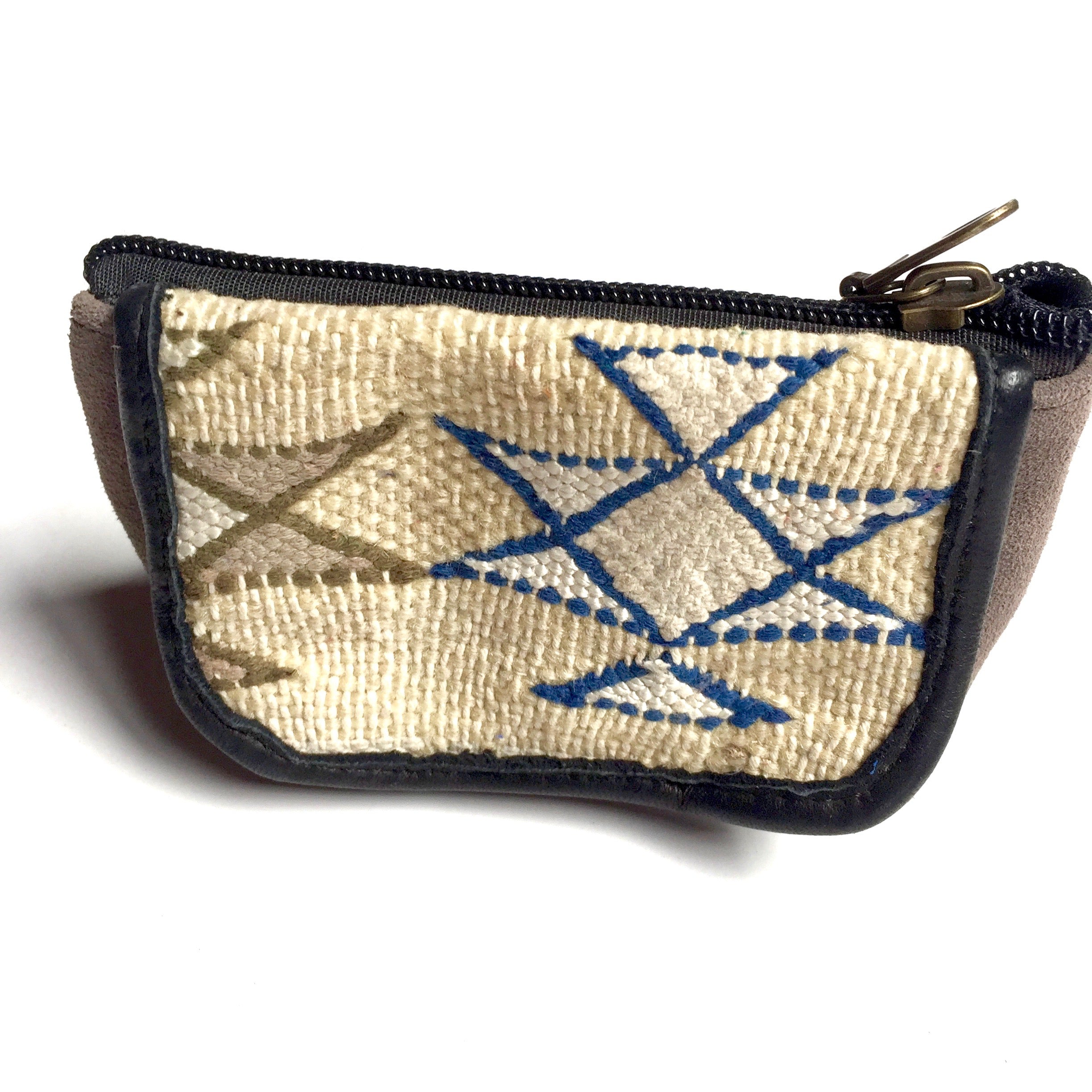 Leather and kilim coin purse