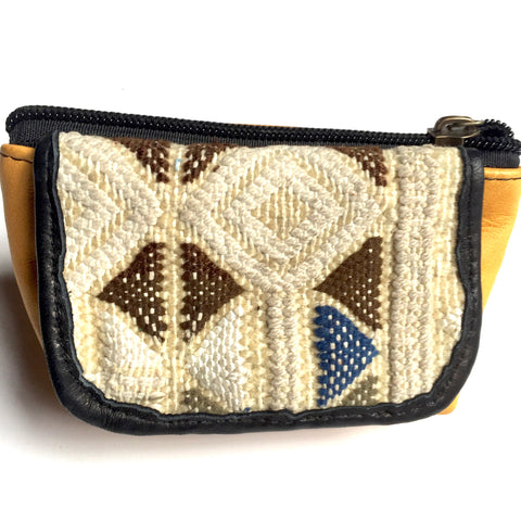 Leather and kilim coin purse