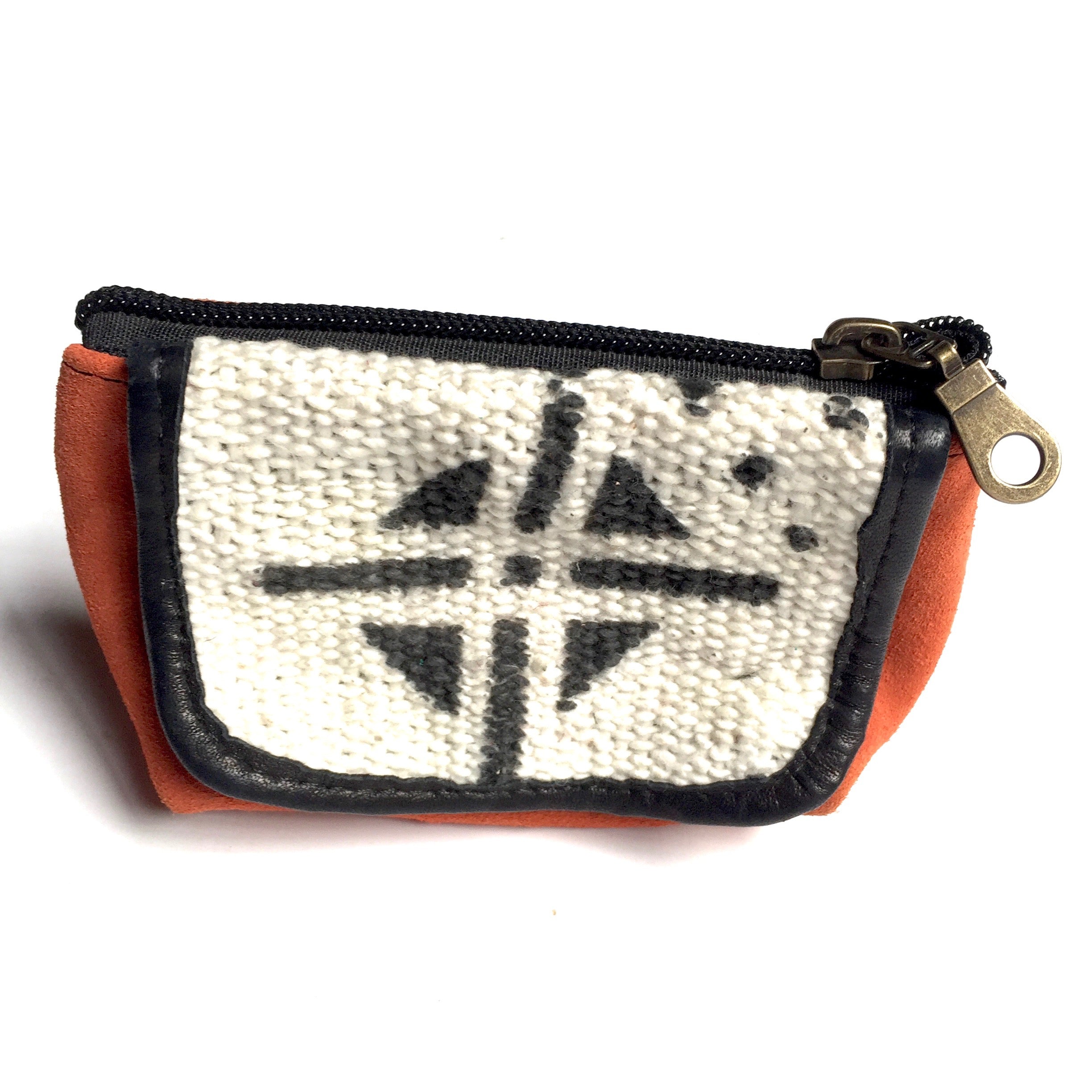 Leather and kilim coin purse