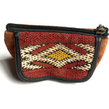 Leather and kilim coin purse