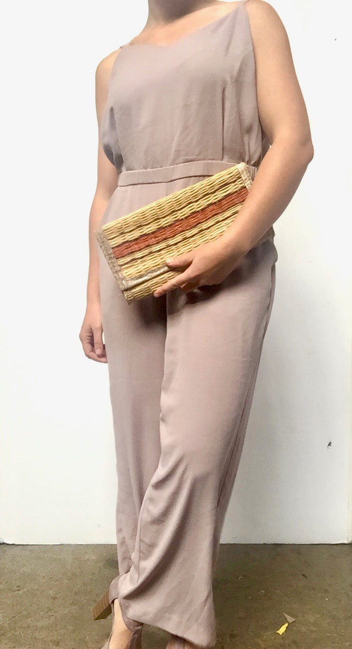 Unique hand-stitched wicker clutch