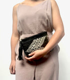 Leather and kilim clutch