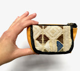 Leather and kilim coin purse