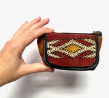 Leather and kilim coin purse